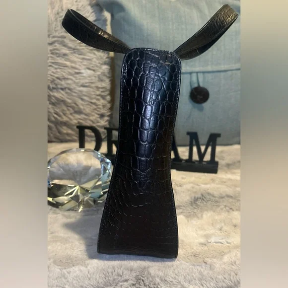 Salvatore Ferragamo Gancini Embossed Square Handbag (Black) - Picture 4 of 11